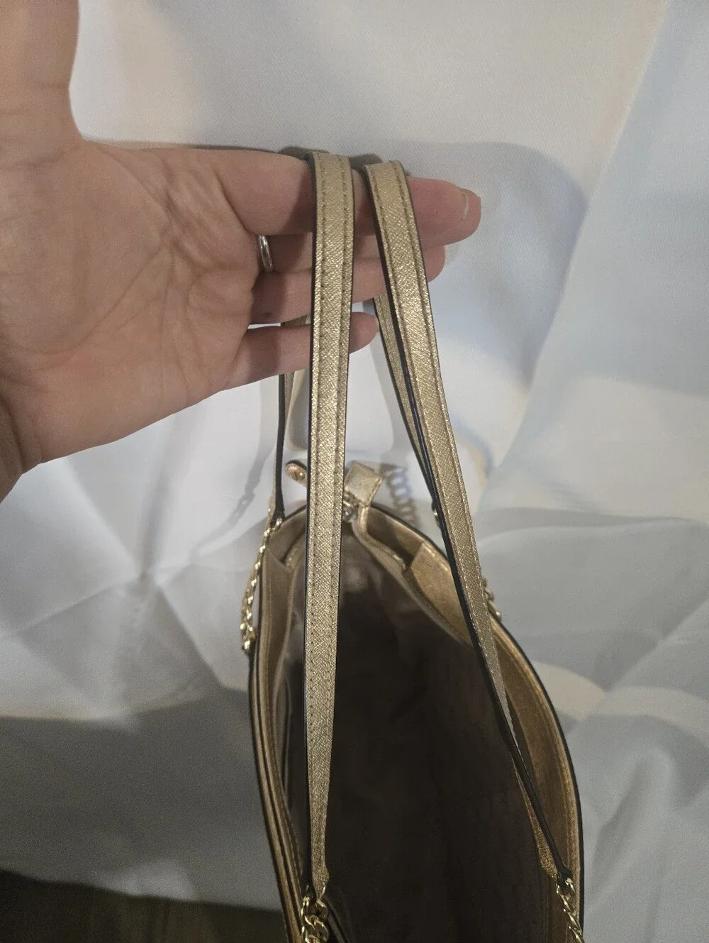 Michael Kors Metallic Gold Tote with Chain Straps